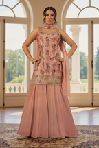 Chiffon silk (dishen) sharara suit by Kurti Connection USA