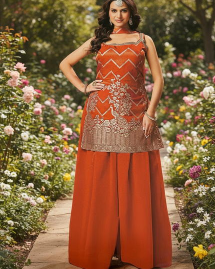 Banarasi silk sharara suit