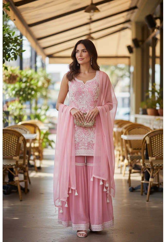 Embroidered sharara suit