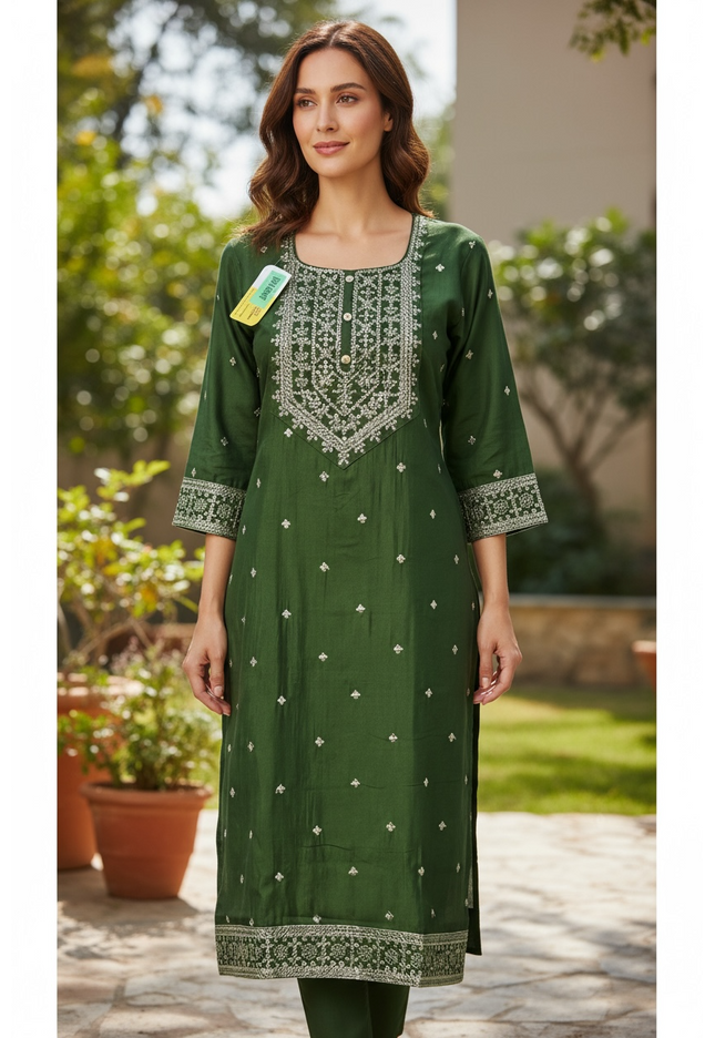 Silk kurti : green