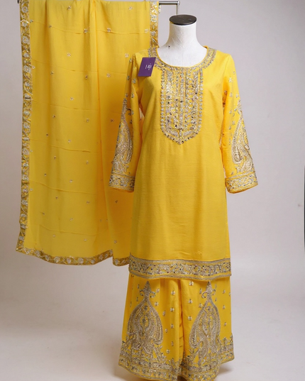Chiffon silk sharara set