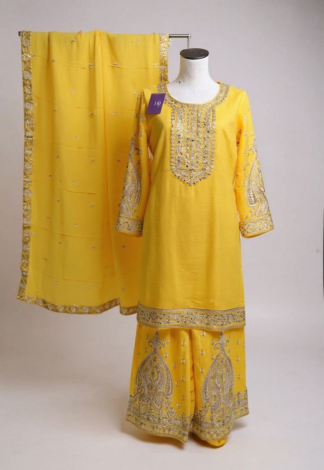 Chiffon silk sharara set