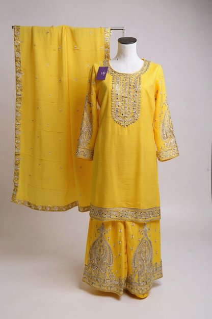 Chiffon silk sharara set by Kurti Connection USA