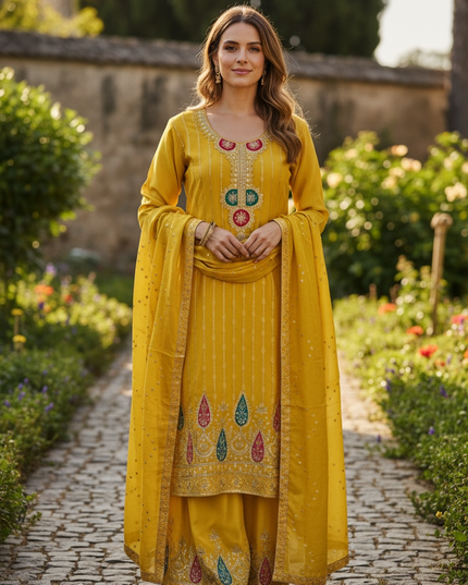 Chiffon silk sharara set