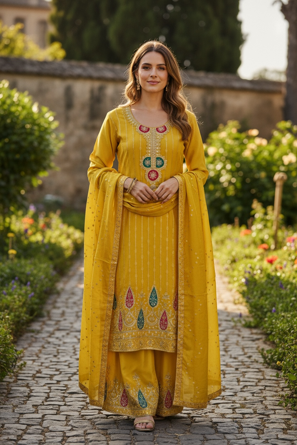Chiffon silk sharara set by Kurti Connection USA