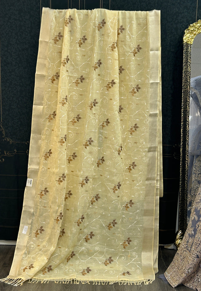 Linen cotton saree