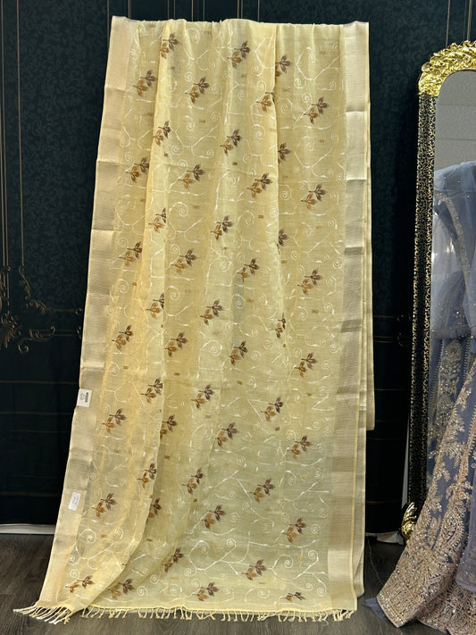 Linen cotton saree