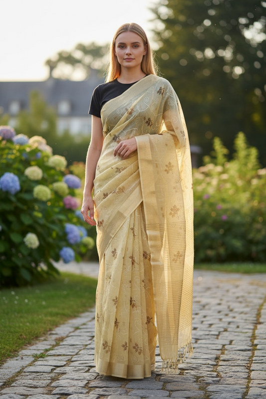 Linen cotton saree