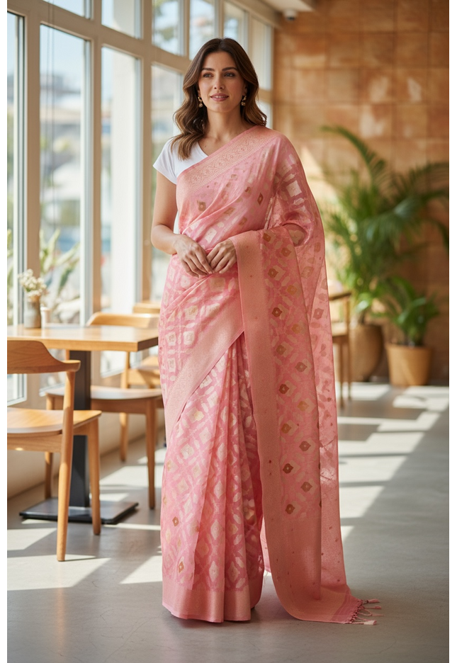 Linen cotton saree