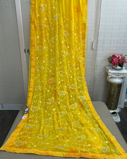 Chiffon saree with embroidery work