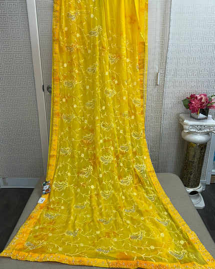 Chiffon saree with embroidery work