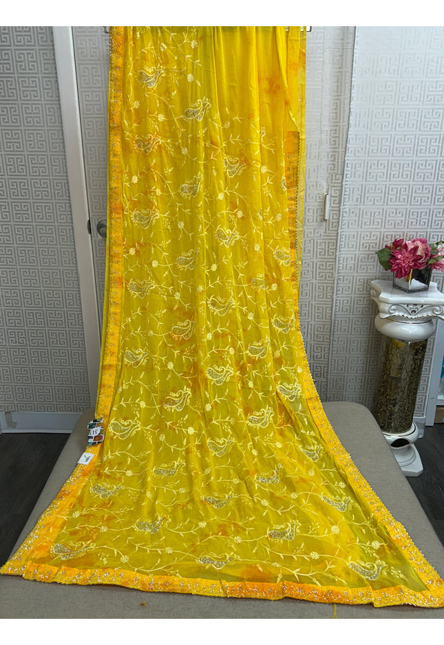 Chiffon saree with embroidery work