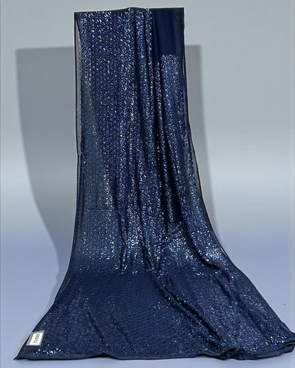 Sequin saree : navy blue