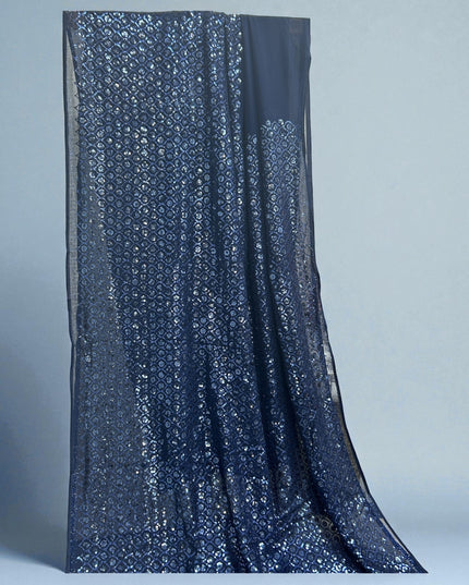 Sequin saree : navy blue