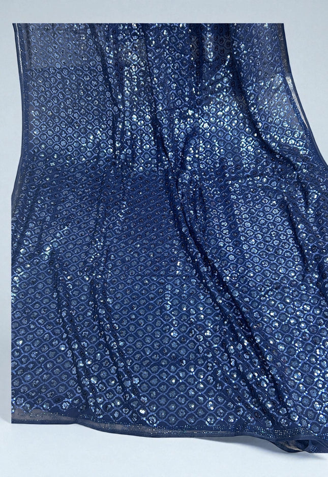 Sequin saree : navy blue