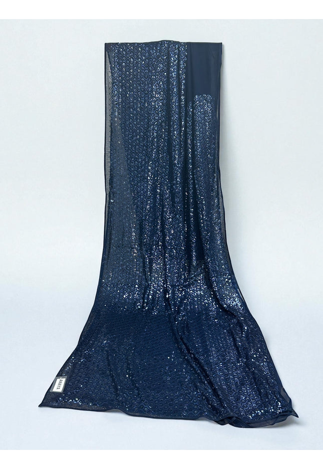 Sequin saree : navy blue