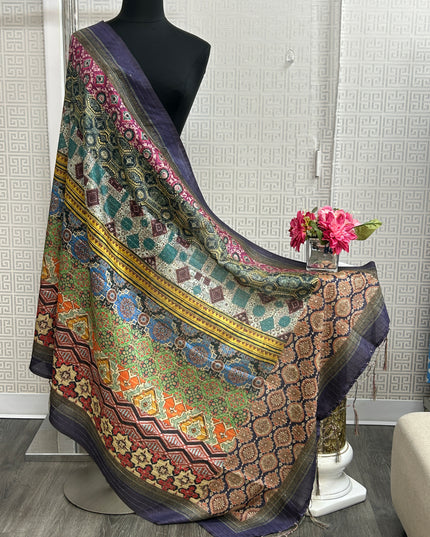 Silk dupatta with digital print