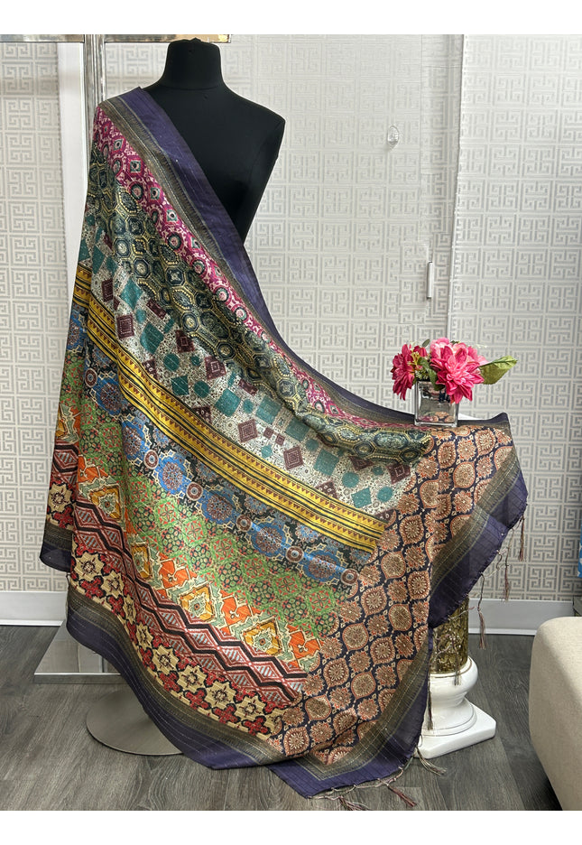 Silk dupatta with digital print