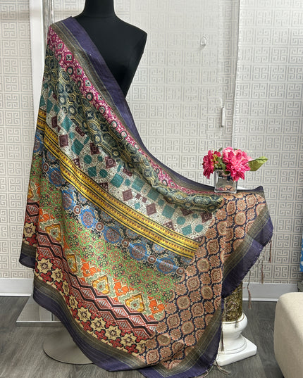 Silk dupatta with digital print