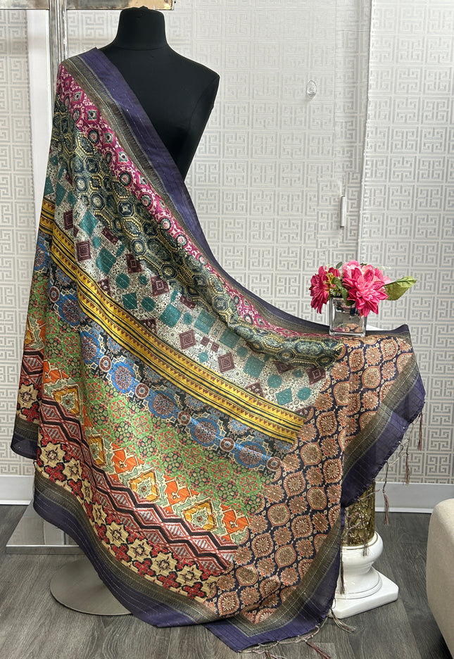 Silk dupatta with digital print