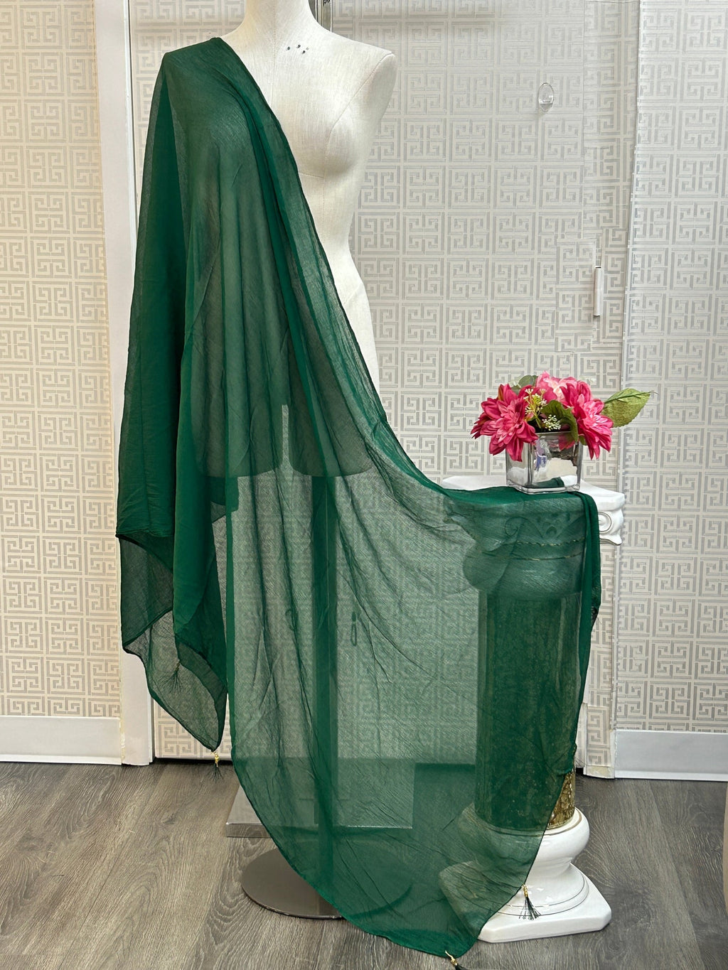 Green chiffon dupatta by Kurti Connection USA