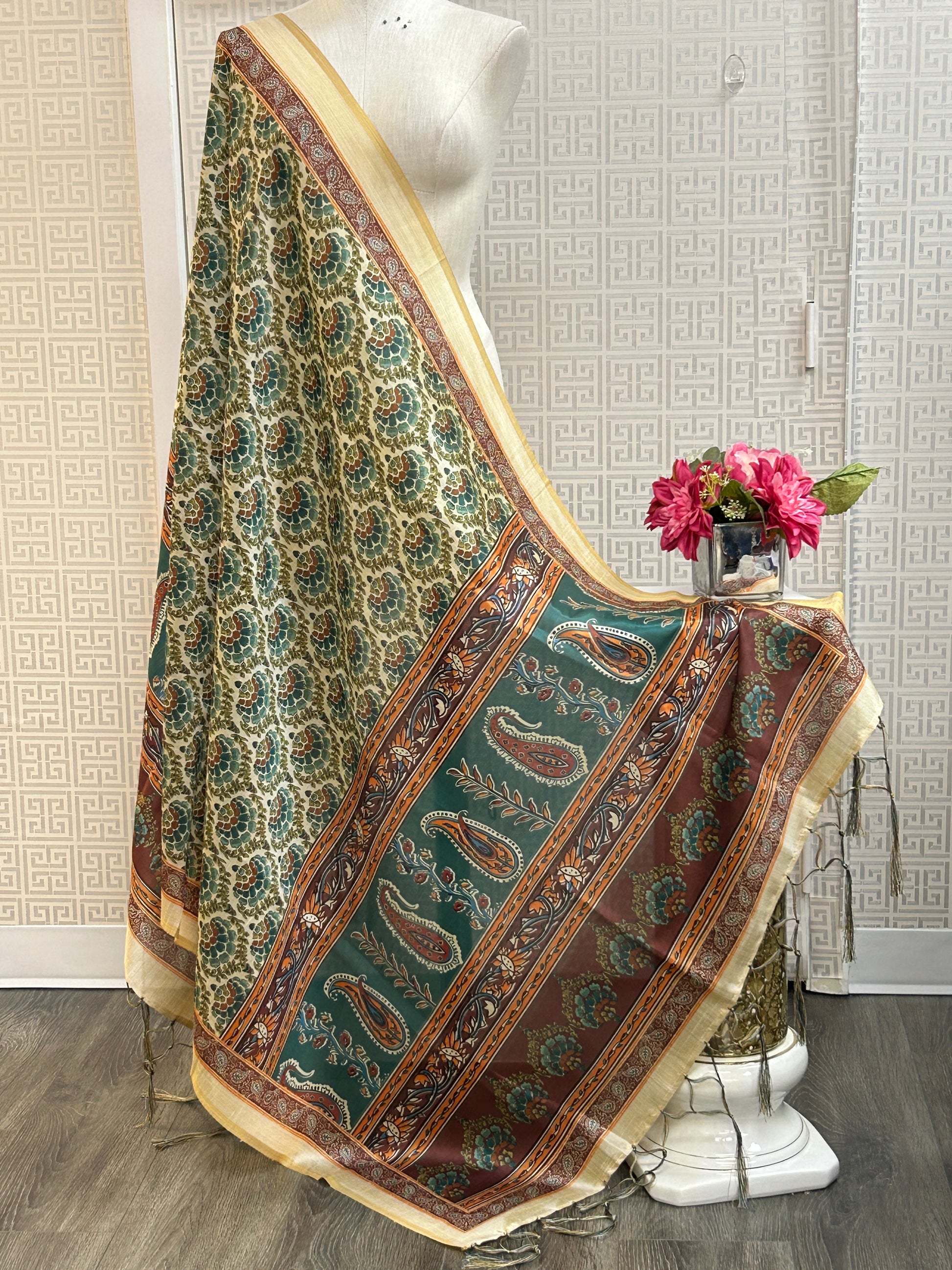Silk dupatta : digital print by Kurti Connection USA