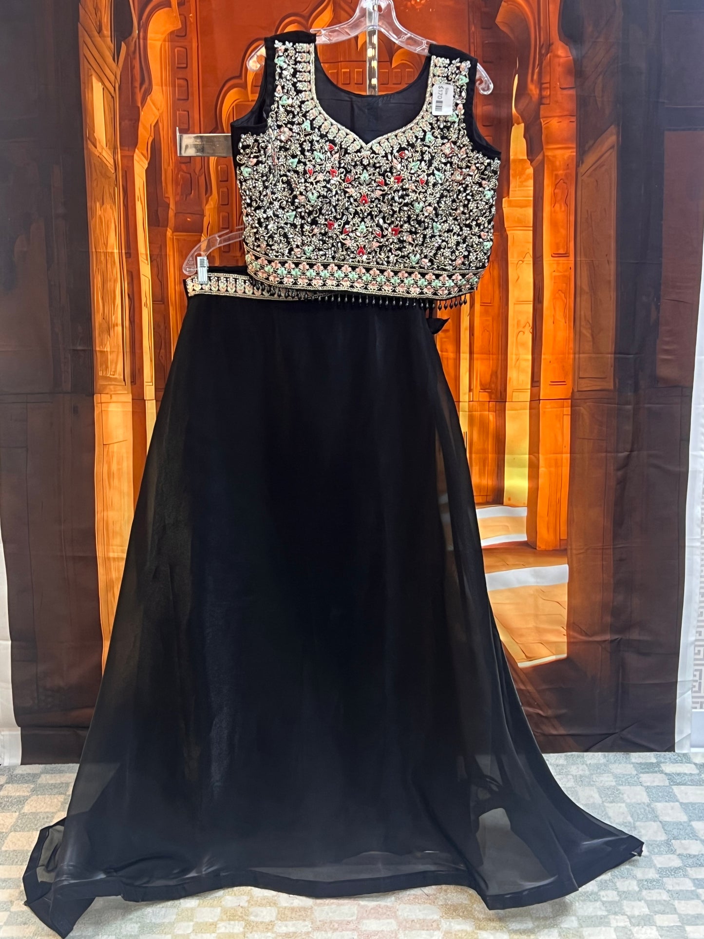 Black tissue Lehenga set
