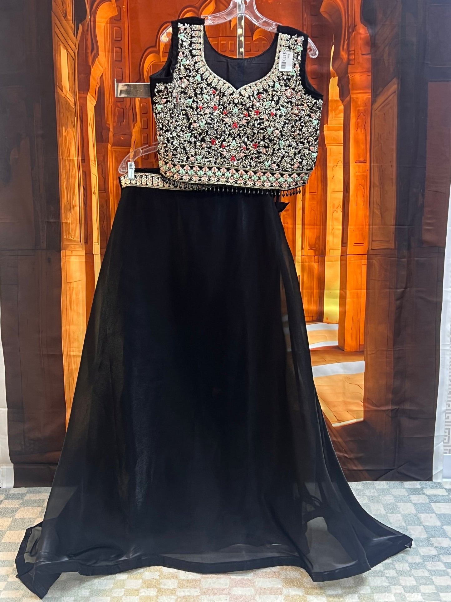 Black tissue Lehenga set