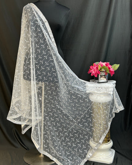 Silver color embroidered dupatta