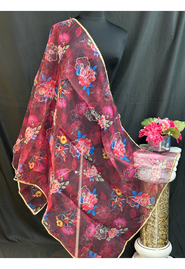 Digital print organza dupatta