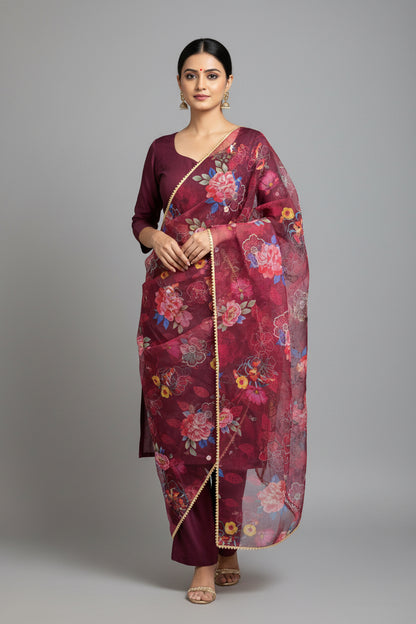 Digital print organza dupatta