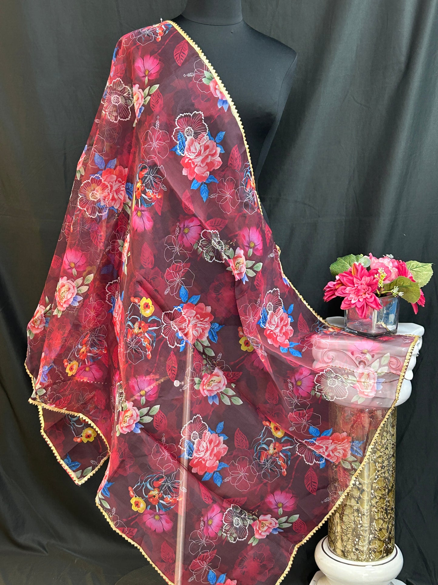 Digital print organza dupatta