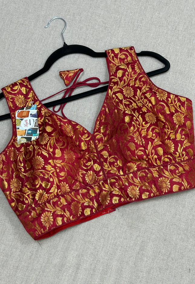 Maroon brocade blouse