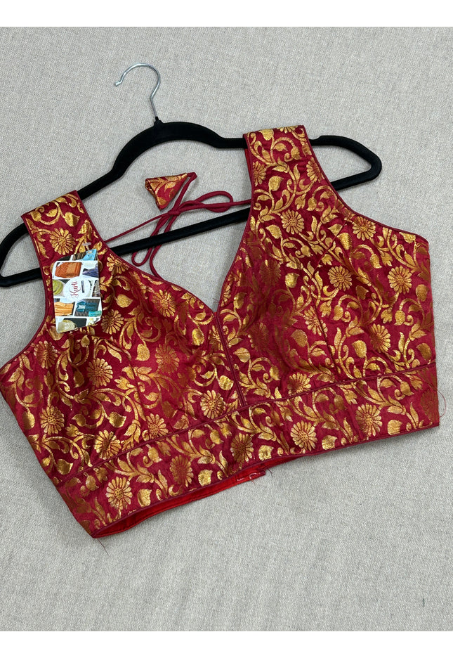 Maroon brocade blouse