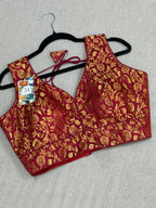 Maroon brocade blouse by Kurti Connection USA