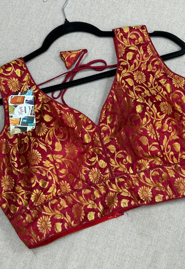 Maroon brocade blouse