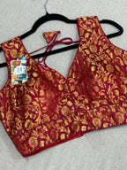 Maroon brocade blouse by Kurti Connection USA