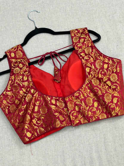 Maroon brocade blouse by Kurti Connection USA