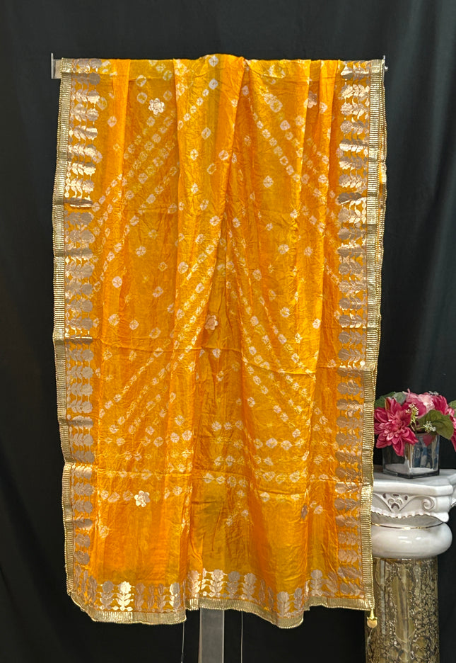 Bandhani dupatta with gota Patti work