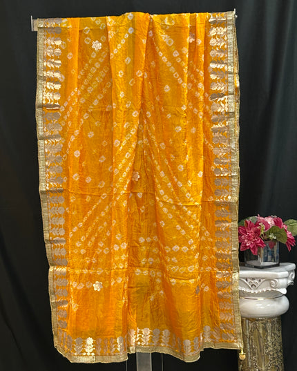 Bandhani dupatta with gota Patti work