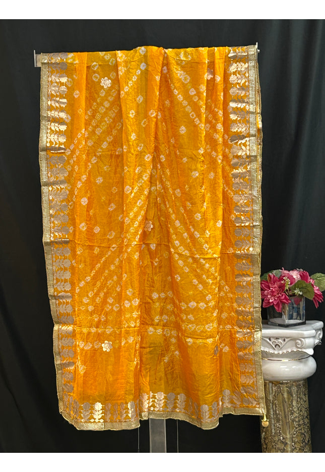 Bandhani dupatta with gota Patti work