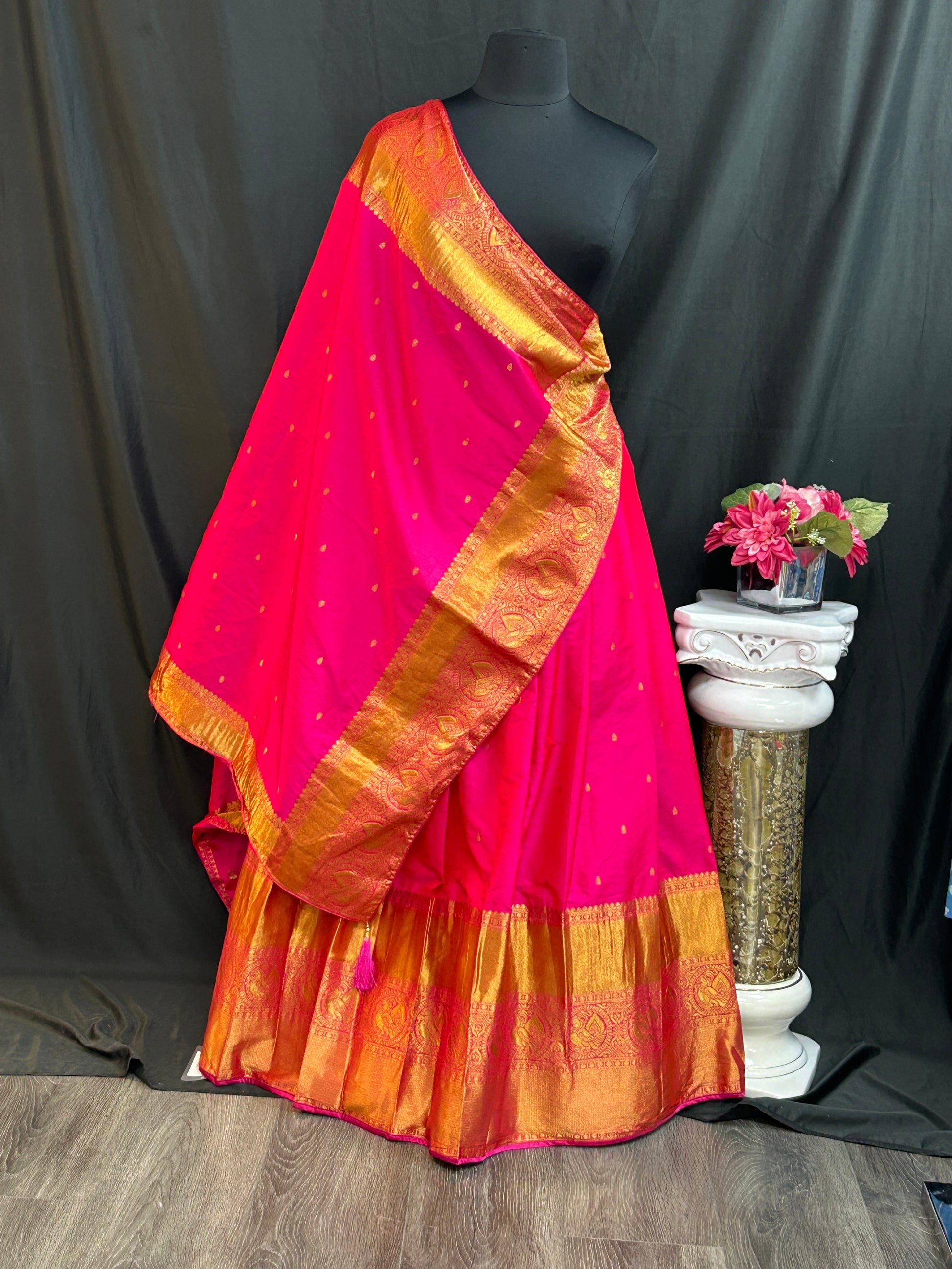Kanjeevaram Silk Lehenga Set - Traditional Bridal by Kurti Connection USA
