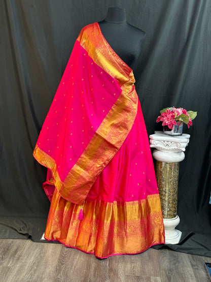Kanjeevaram Silk Lehenga Set - Traditional Bridal by Kurti Connection USA