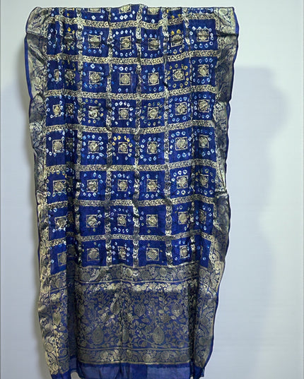 Dark blue Bandhani dupatta