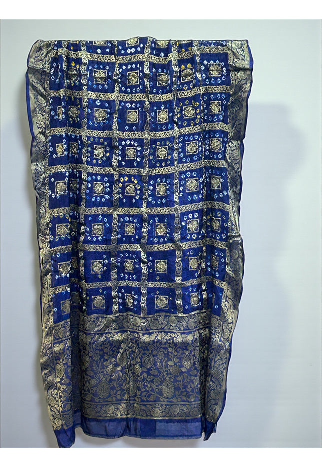 Dark blue Bandhani dupatta