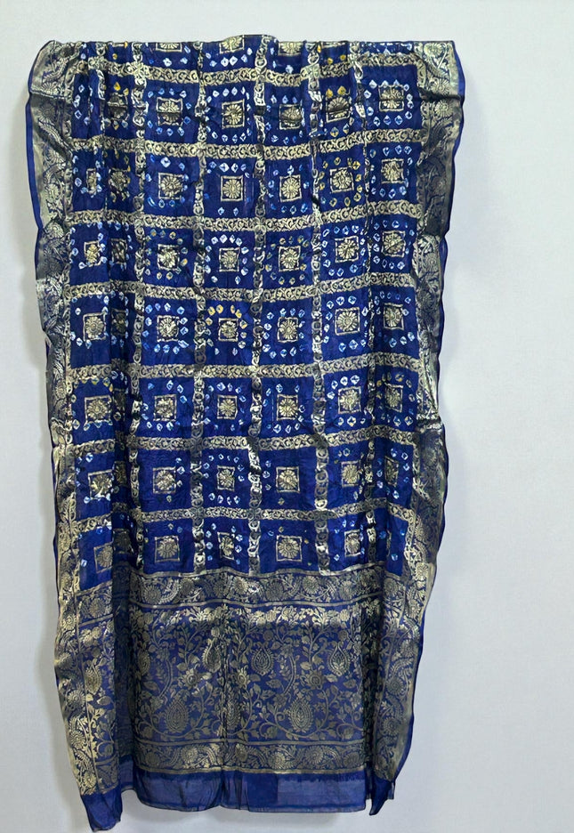 Dark blue Bandhani dupatta