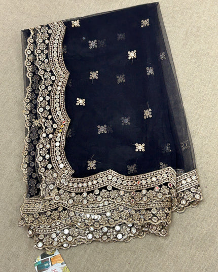 Navy blue party wear dupatta