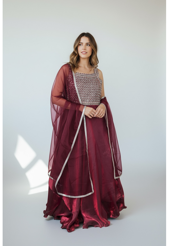 Tissue silk dress with dupatta