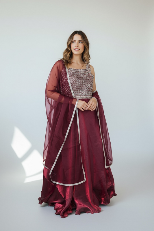 Tissue silk dress with dupatta