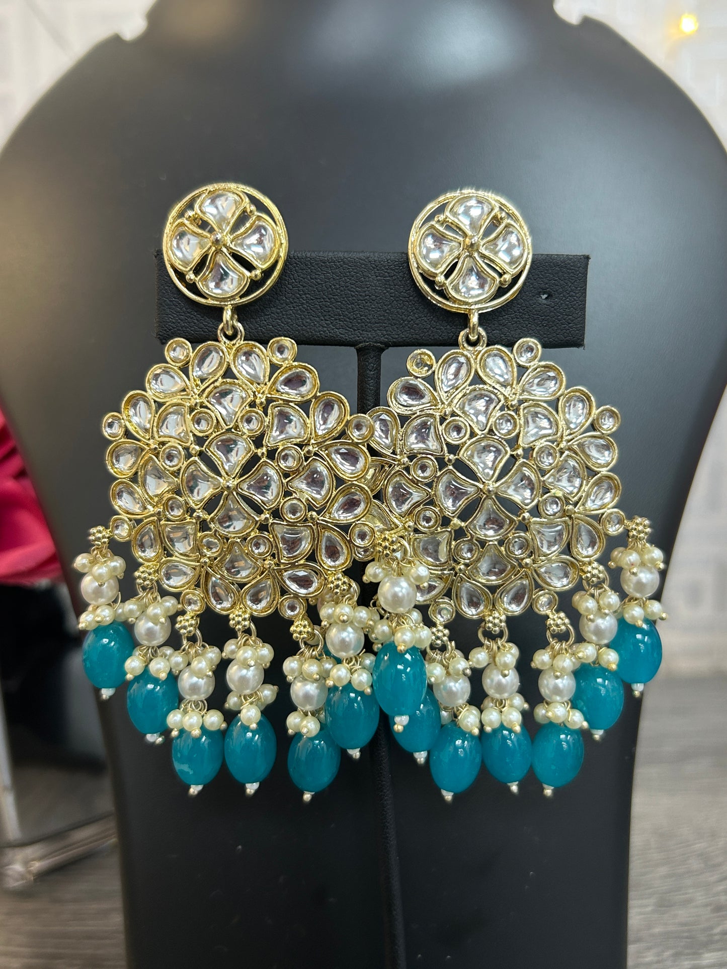 Kundan earrings by Kurti Connection USA